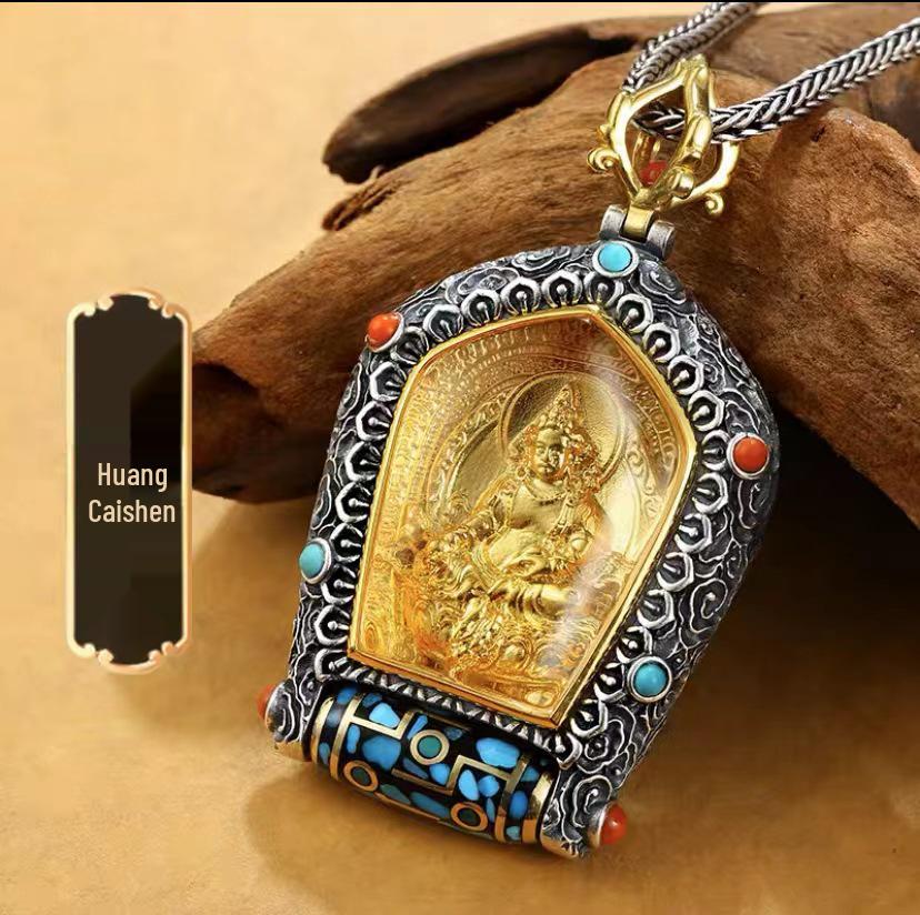 Ten Thousand Buddhas Rotating Dzi Bead Pendant: Guardian Deity, Year of Birth Buddha, God of Wealth, Thousand-Hand Guanyin Necklace