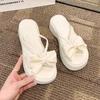 Slippers women's outer wear summer new fashion bow small plaid thick bottom non-slip sandals