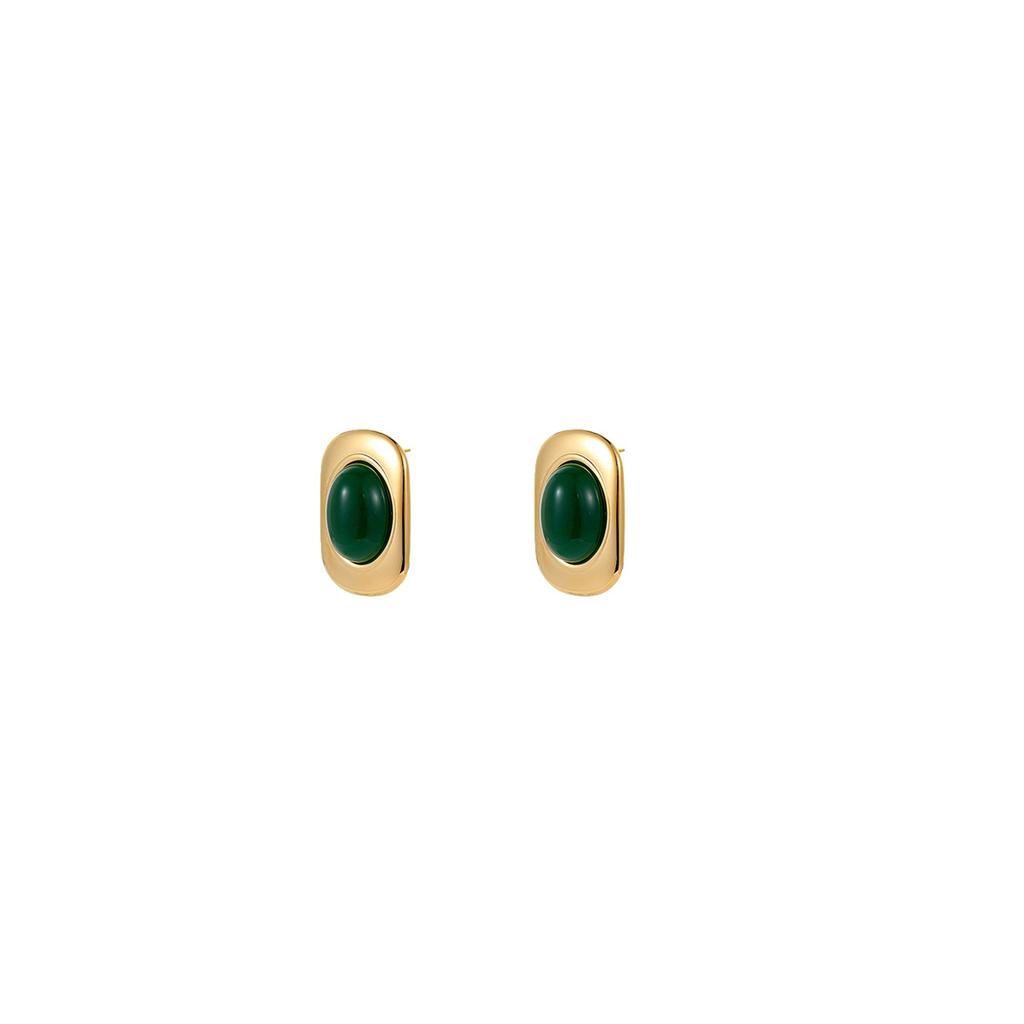 GEMCHIC Women's Retro Geometric Oval Stud Earrings Fashion Gold Tone Resin Statement Jewelry