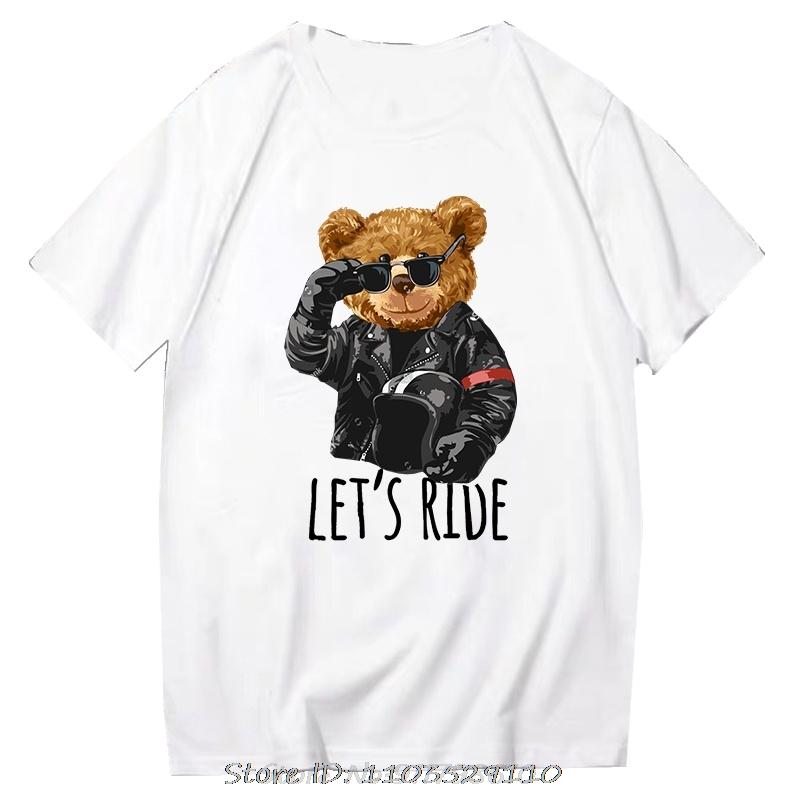 Teddy Bear Tshirt Cool Robotic Graphic Tops Harajuku Cartoon Streetwear Fitness Clothes Casual Fashion Tee Roupas Masculinas