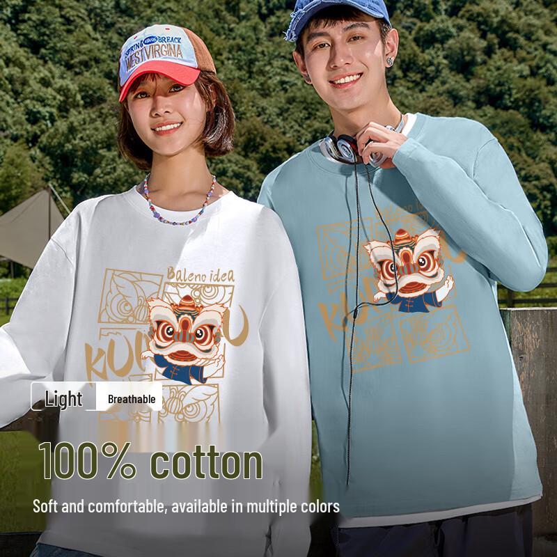 Baleno Men's Lion Graphic Cotton Long Sleeve T-Shirt