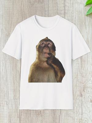 Retro 90s Shh Monkey T-Shirt - Vintage Finger-to-Mouth Gesture Design