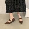 Wedge heel retro pointed head shallow mouth single shoes women's spring and autumn temperament with skirt commuting Mary Jane shoes