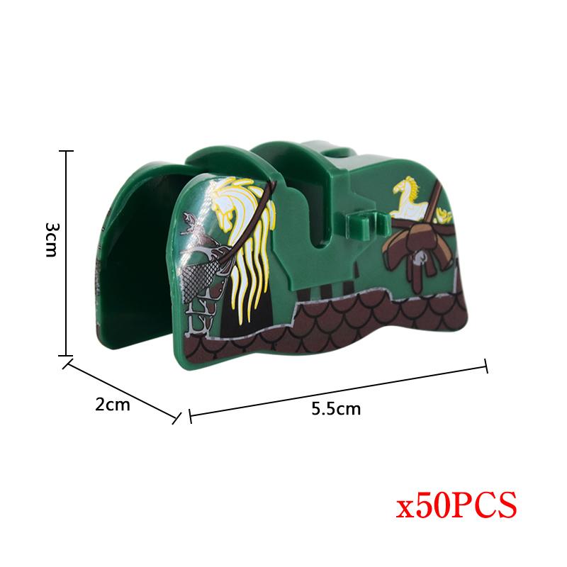 MOC 50 Stück Mittelalter Militär Mittelalter Ritter Kriegspferd Rüstung Pferdeleine Actionfiguren Bausteine Steine Spielzeug Kindergeschenk