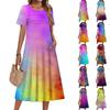 Ladies' Printed Casual and Fashionable Short Sleeved Round Neck Dress