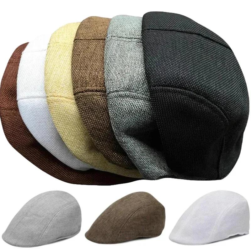 New Men Vintage Cotton Berets Women Fashion Flat Visor Cap Casual Berets Retro Hat Dad Autumn and Winter Unisex Adjustable Hats