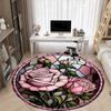 1pc Rose Window Office Round Area Rug, Indoor Mat Suitable For Office, Under Office Chairs Bedroom Living Room Home Decor, Room Deco