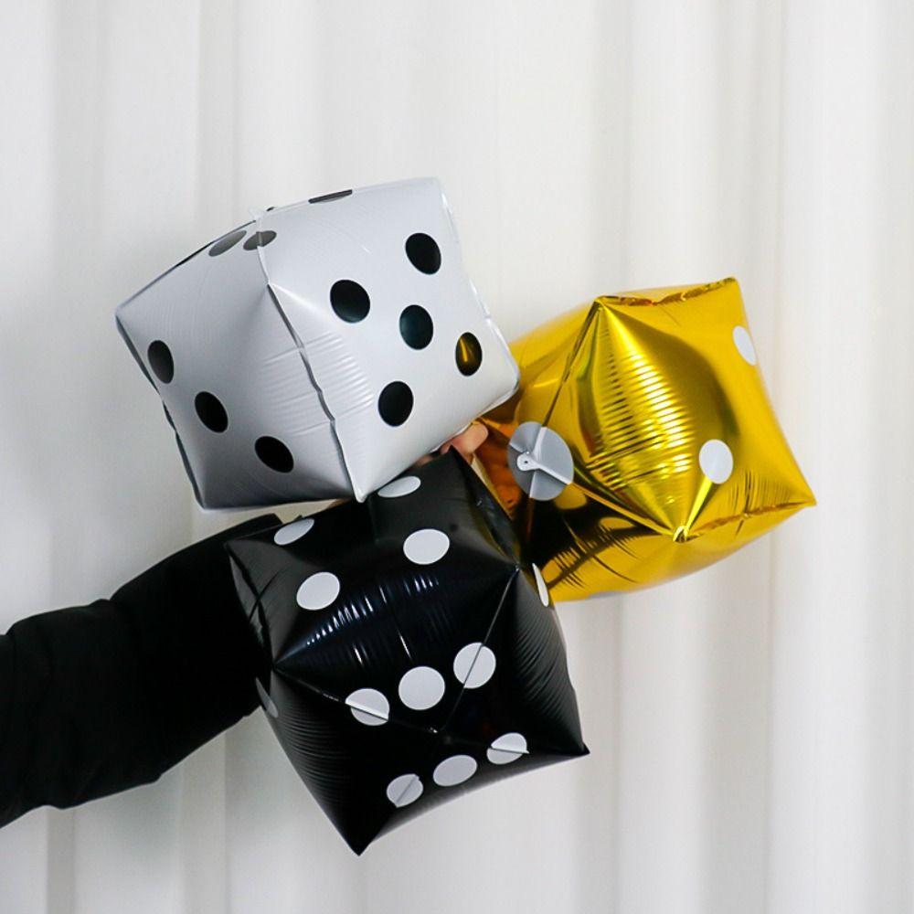 5PCS Foil 12inch Dice Balloon Thickened Casino Foil Balloon  Adult Birthday Decor