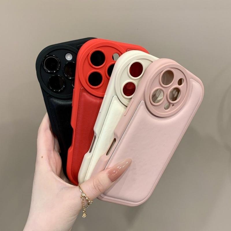 Fashion Oval Leather Air Cushion Phone Case For iPhone 17Air 17 16 15 14 13 12 11 Pro Max Plus Airbag Shockproof Silicone Cover