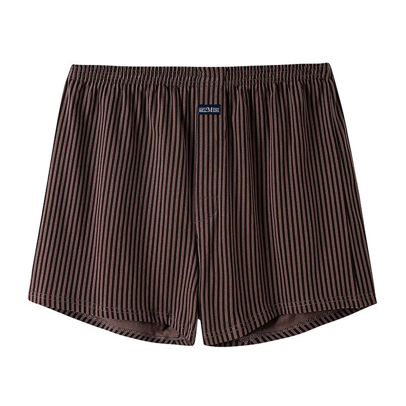Men's Striped High-Waisted Pure Cotton Boxer Briefs Pajamas