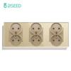 BSEED French Standard Single Wall Power Sockets Double Sockets Dual Electrical Outlets Glass Panel Children Protection 16A