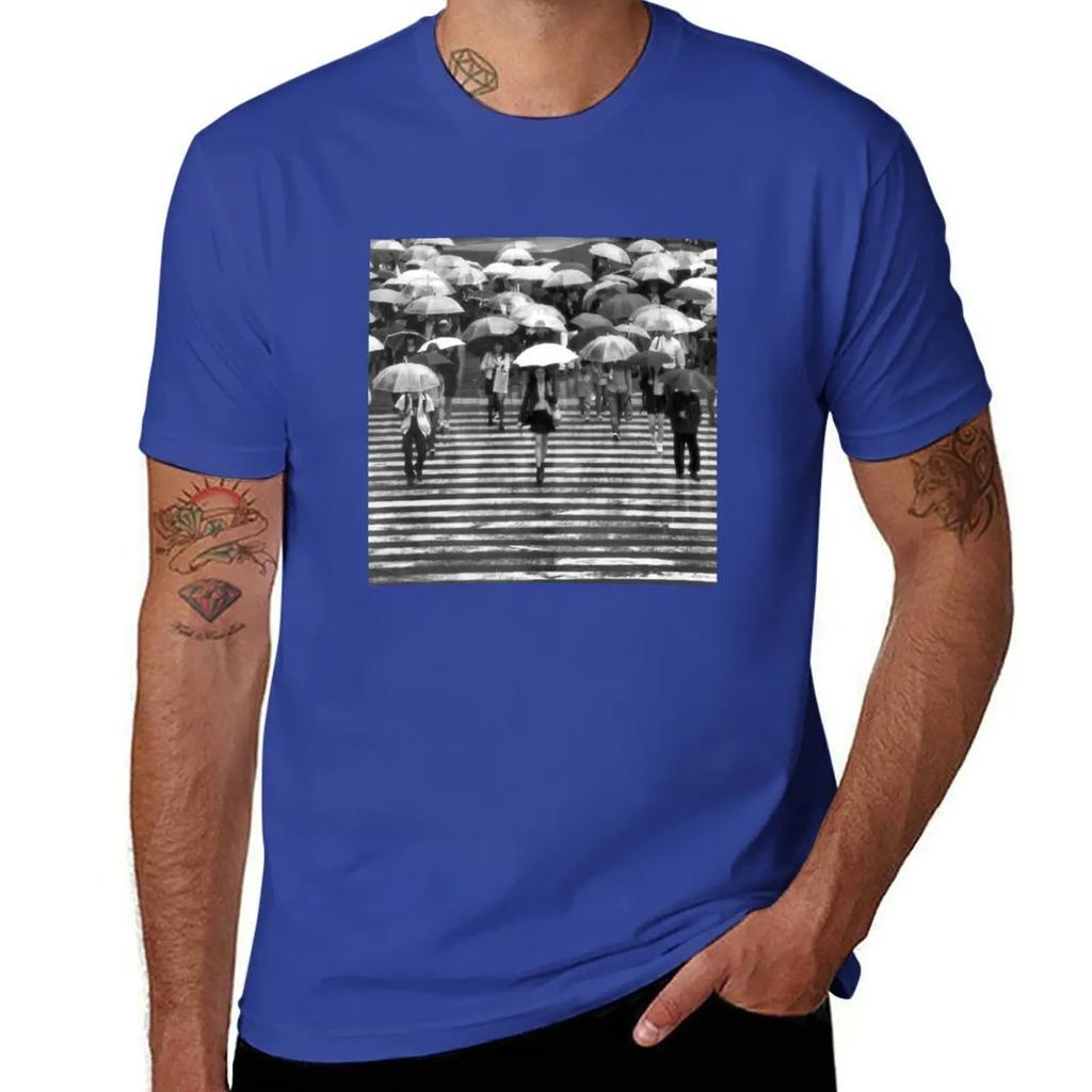 Rainy Day Shibuya TShirt anime tshirt graphic t shirts Short sleeve tee plain black t shirts men