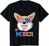 Corgi Merica 4th of July T Shirt Boys Girls Dog Puppy Casual T Shirts Daily Four Seasons Cotton Tees Vintage T Shirt Unisex