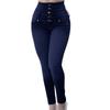 New Womens High Waist Jeans Stretch Pencil Denim Pants Solid Color Slim Skinny Jeans