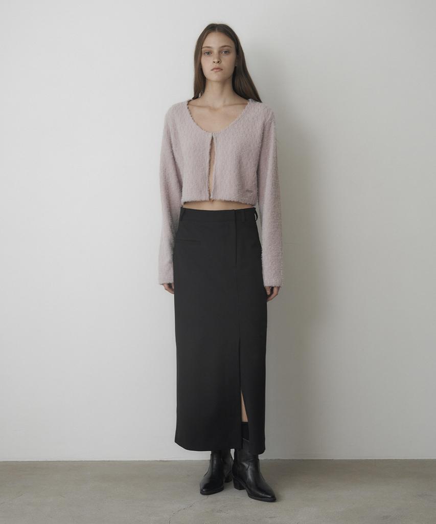 Mosyupamosyu One Pocket Low-Rise Slit Skirt [Black]