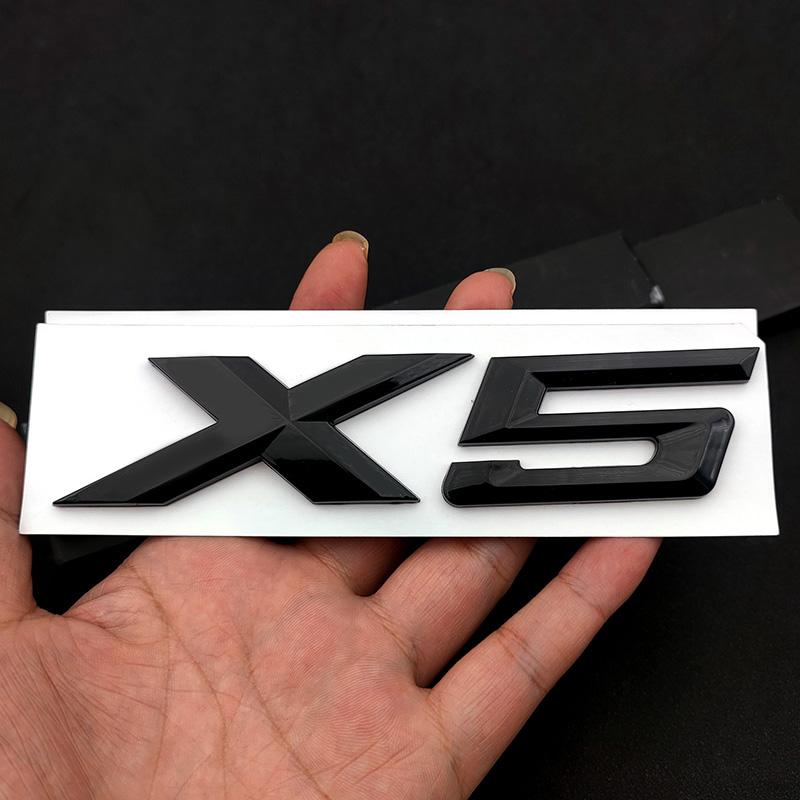 Letra Cromada Negra Mate Adhesiva de ABS 3D para Maletero de Coche Pegatinas de Letras X5 Logo X5 Insignia Emblema E70 E53 F15 G05 Accesorios ut2
