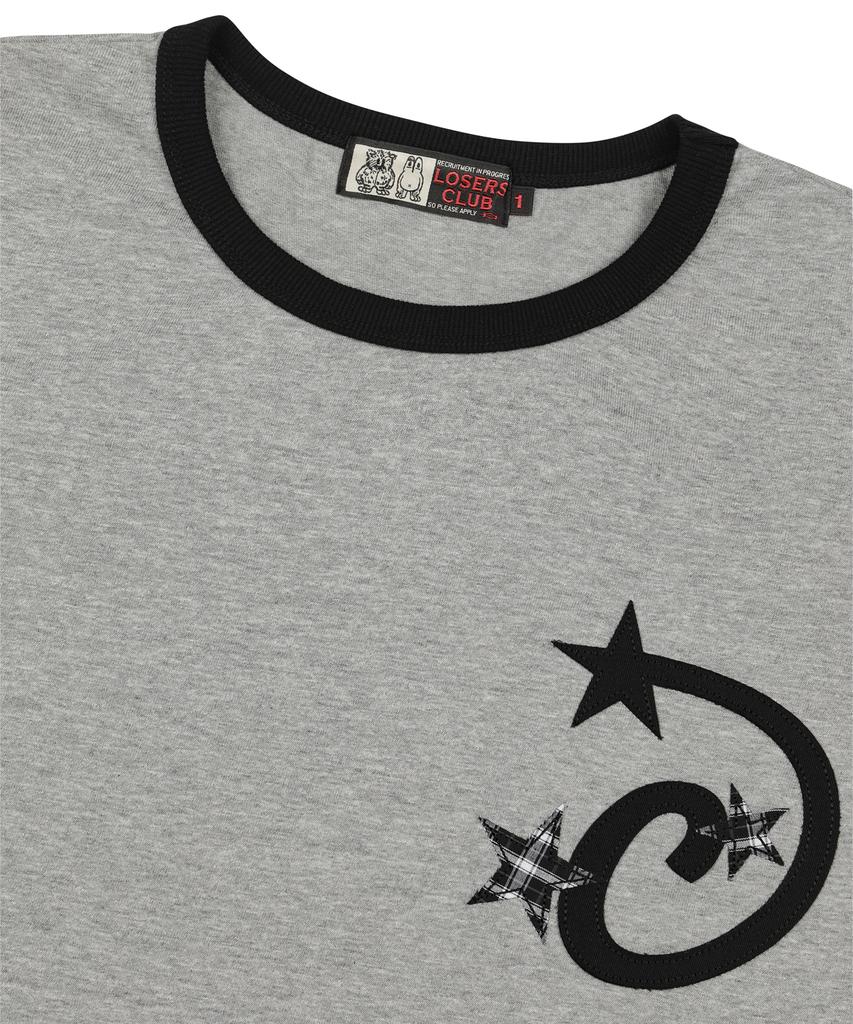 Lujeoseukeulleob Star Applique Crop Ringer T-Shirt Gray