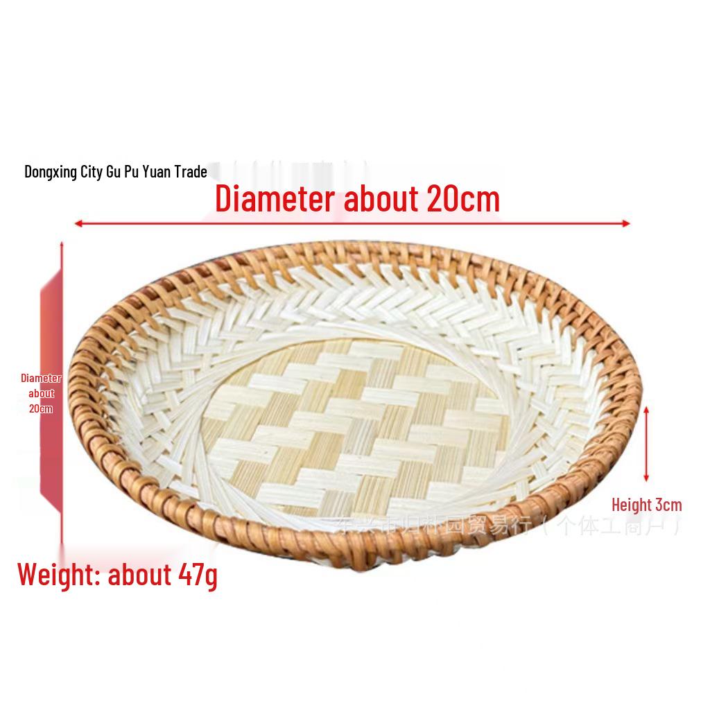 Handmade Round Bamboo Basket Tray and Plate for Creative Home Decoration