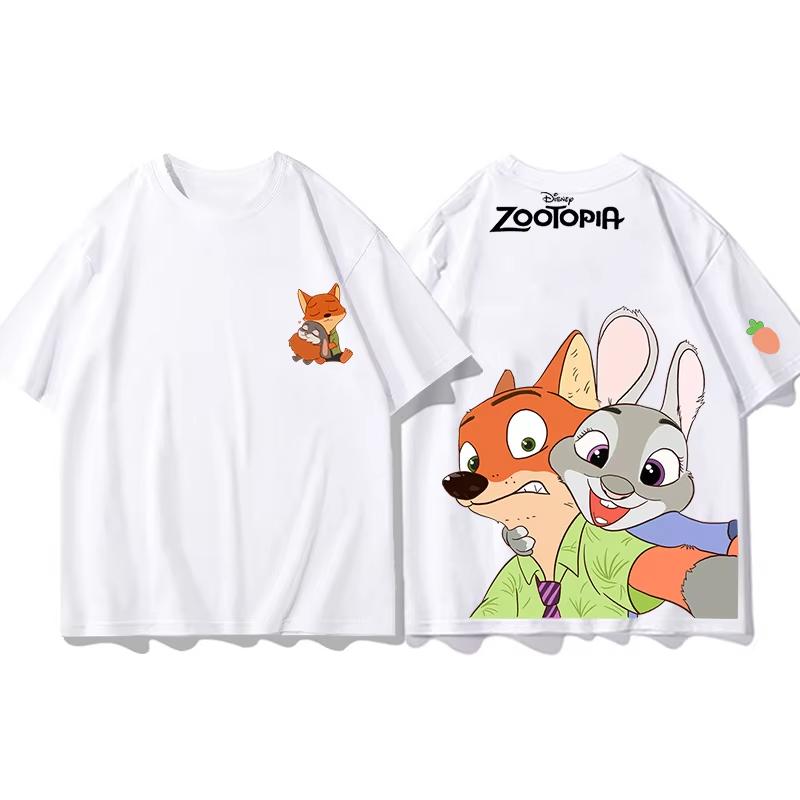 Miniso Zootopia Bawełniany T-shirt Top Moda Y2k T-shirt Męski Bawełniany T-shirt Top Letni Damski T-shirt Y2k Ubrania dla Pary