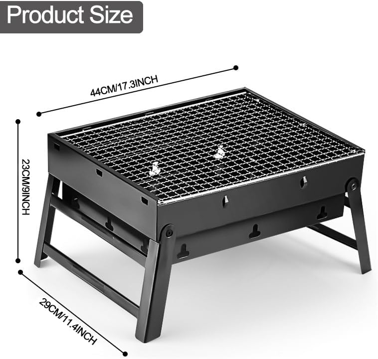 17 Inch Foldable BBQ Charcoal Grill Portable Charcoal Grill Compact Mini Small BBQ Grill Outdoor Travel Backyard Picnic Beach чёрный