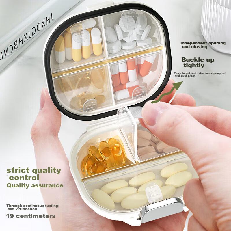 Baicaoyuan Portable Pill Organizer, Weekly Pill Box, Seven-Day Travel Pill Dispenser, Personal Organizer, Sealed Moisture-Proof Large Capacity