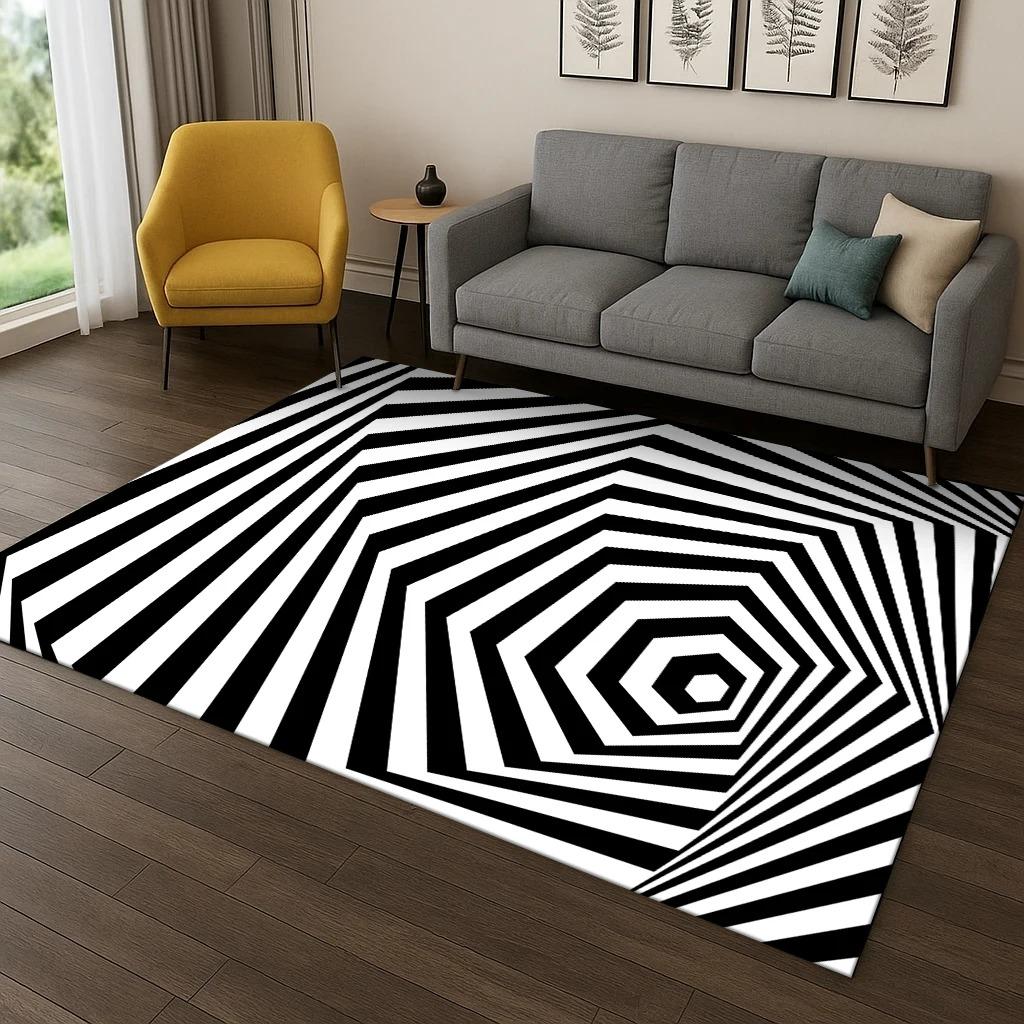 3D Mosaic Visual Geometry Illusion Carpet Rug for Playroom Living Room Bedroom Kitchen Doormat Decor Carpets for Living Room