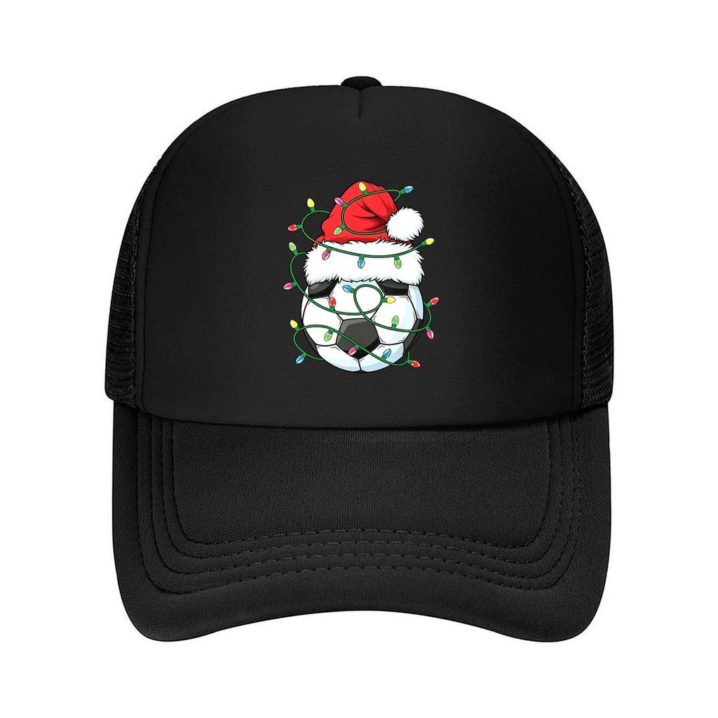 Christmas Soccer Ball Santa Hat Lights Mesh Baseball Cap Dad Hat Hip Hop Snapback Cap