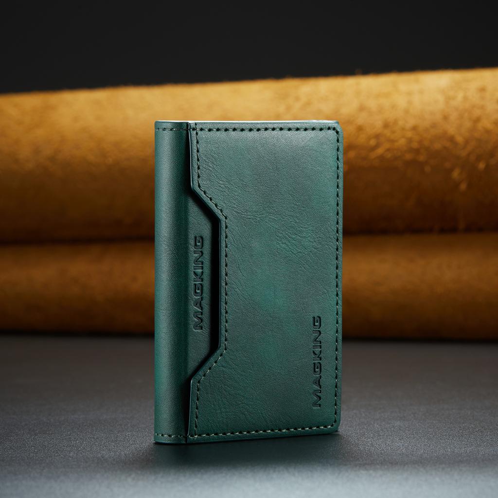 RFID Blocking Magnetic Flip Leather Card Holder Men Sle Kickstand Wallet for Magsafe IPhone 17 Pro Max Samsung S26 Ultra Case