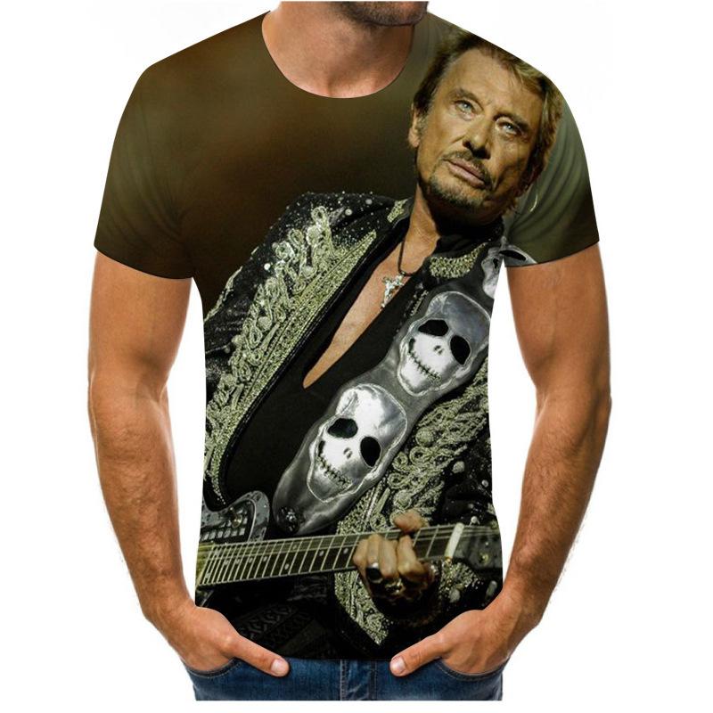 Round Neck 3D Character Pattern Print T-shirts Casual Short Sleeved Men's T-shirts - Soft Medium Stretch Polyester Fabric Summer Relaxed Fit Clothing