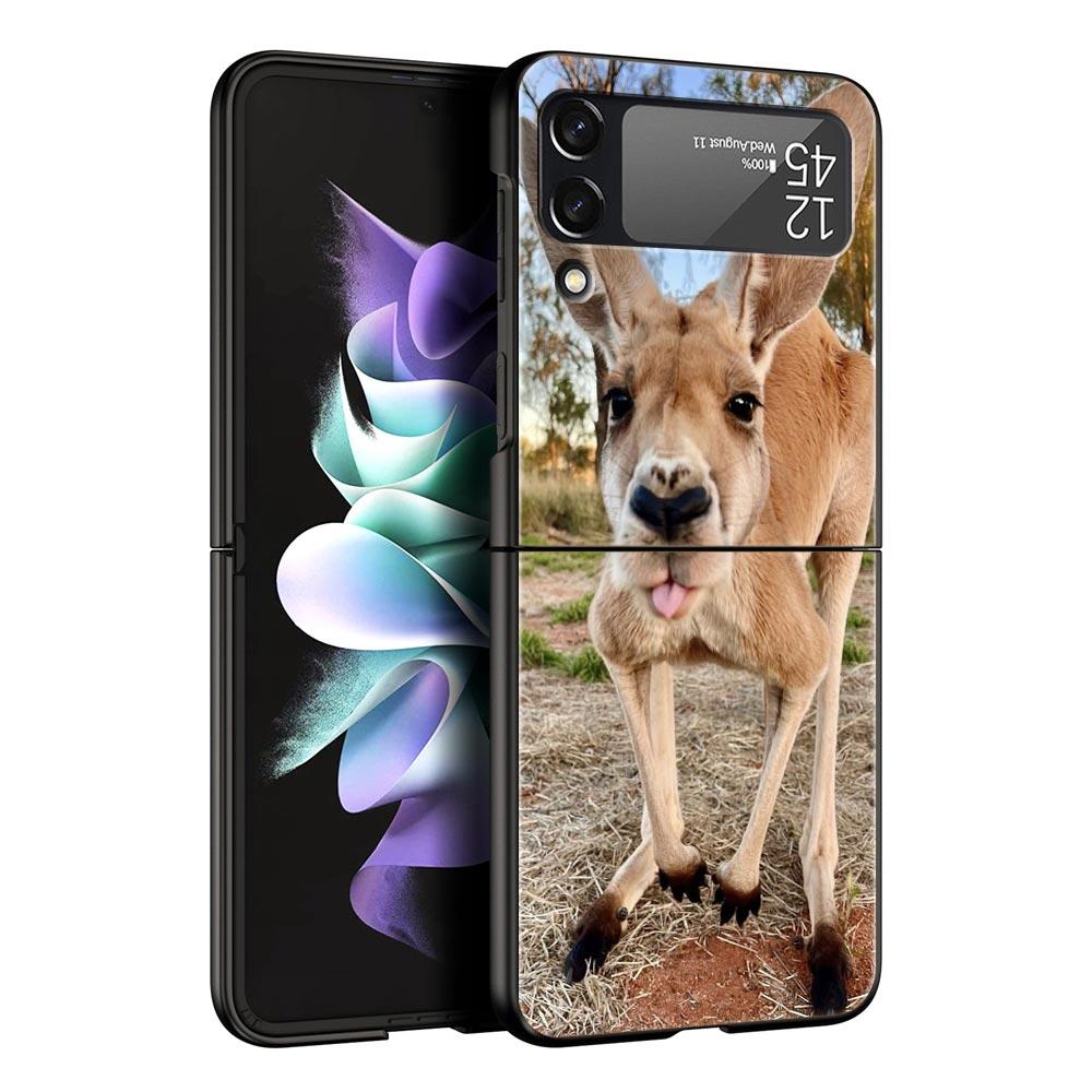 

Чехол для телефона Samsung Galaxy Z Flip 3 4 5 6 7 Складной Черный Корпус Для Samsung Z Flip4 Flip5 ПК Жесткая Крышка Сильный Кенгуру Galaxy Z Flip3 5G