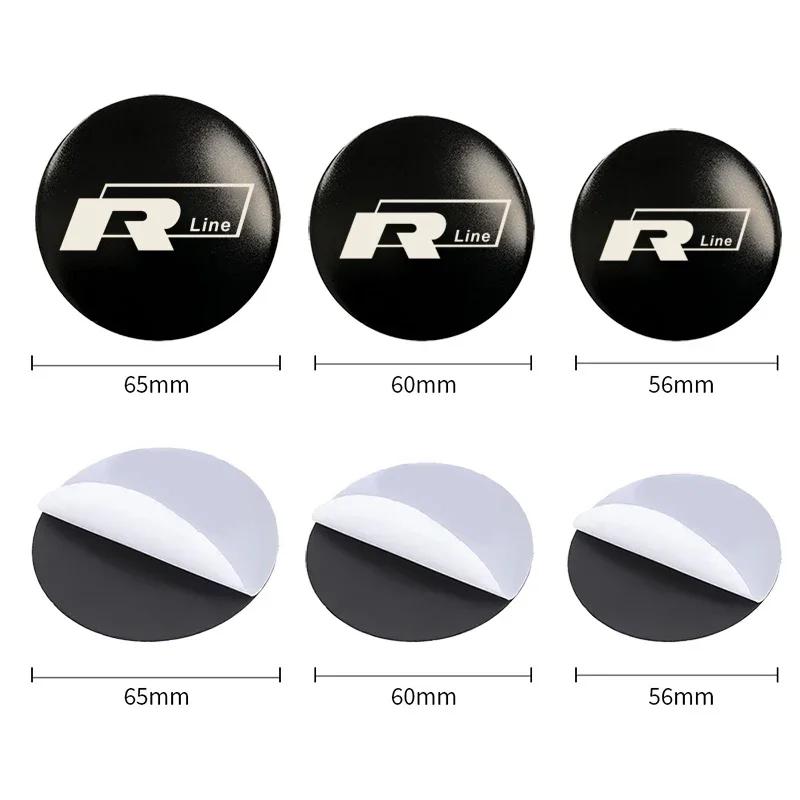 2026 Nuovo Per VW VOLKSWAGEN 4 Pezzi 56/60/65mm Adesivi Coprimozzo Ruota Auto Emblema Tappo Mozzo Per Volkswagen VW R Line GTI Golf 5 6 S