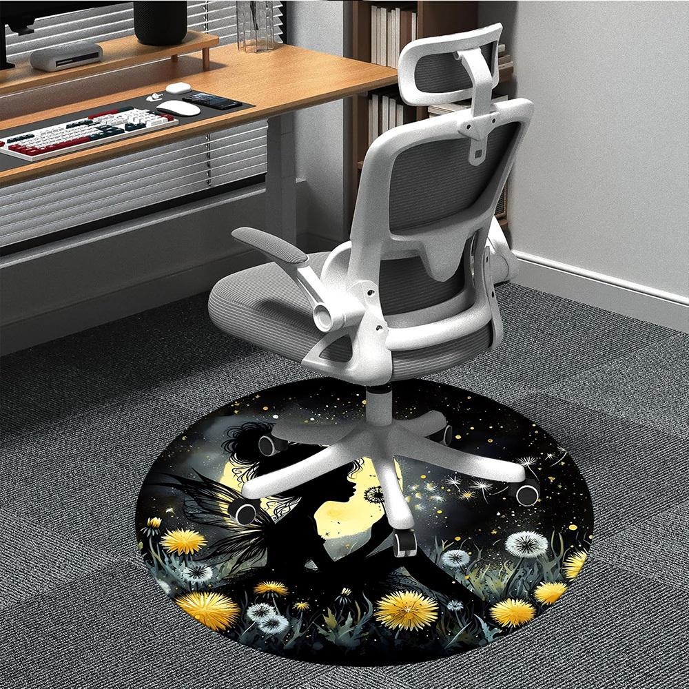 1pc Fairy Dandelion Office Round Area Rug,  Mat Suitable ForOffice, Under Office Chairs Bedroom Living Room Home Decor, Room Deco