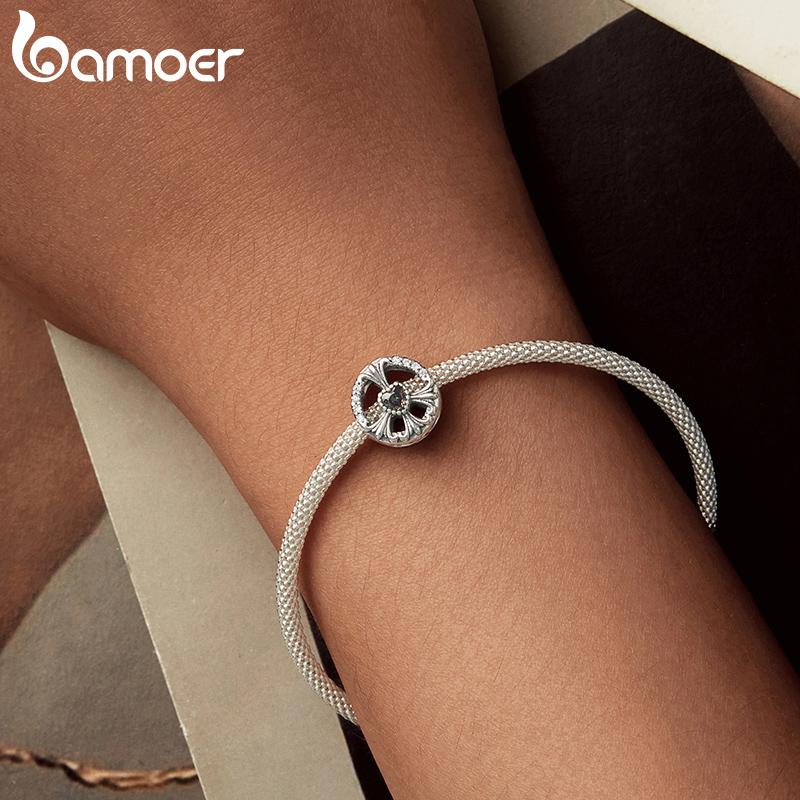BAMOER 925 Sterling Silver Peace Charm Anti War Charm Peace & Love Silicone Safety Chain Fit Original Bracelet Necklace DIY Gift