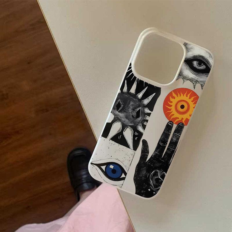 Art Abstract Hollow Apply Apple 16 Mobile Phone Case iPhone17promax Skin Sense 14 Scrub 13 Jelly 15