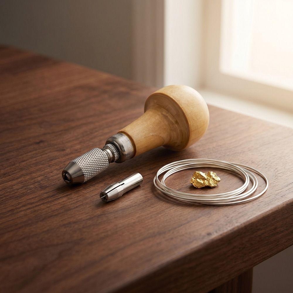 Wooden Comfort Shape Handle Pin Vises Gourd Lock Twist Drill Bits Jewelry Making Tool Home Repairs