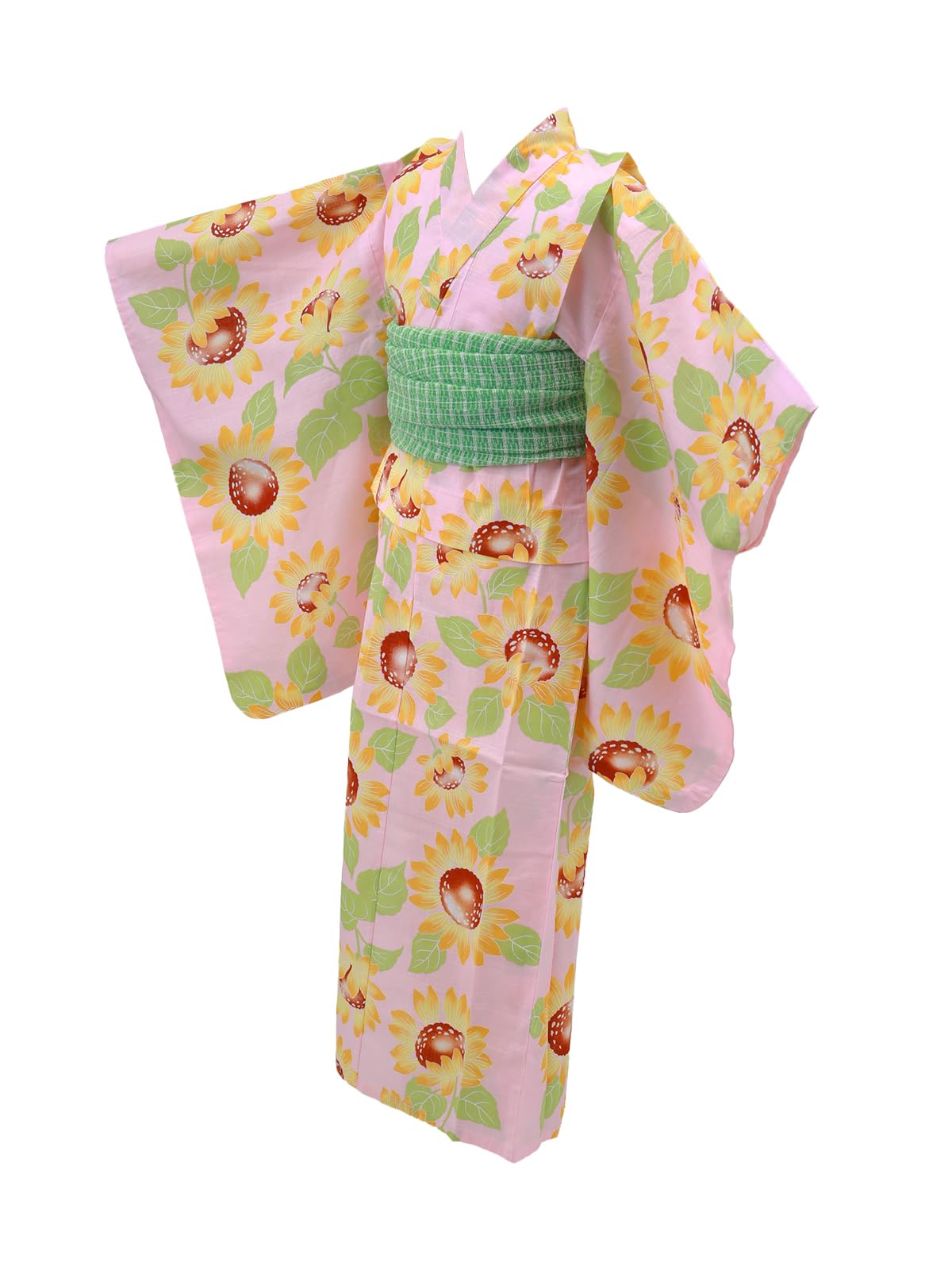 

yukata for size single sunflower peach kids sunflower summer fireworks [SAKIKU-EN] Made-to-measure children, 130, item, style, yukata, pink, cute, рожевий