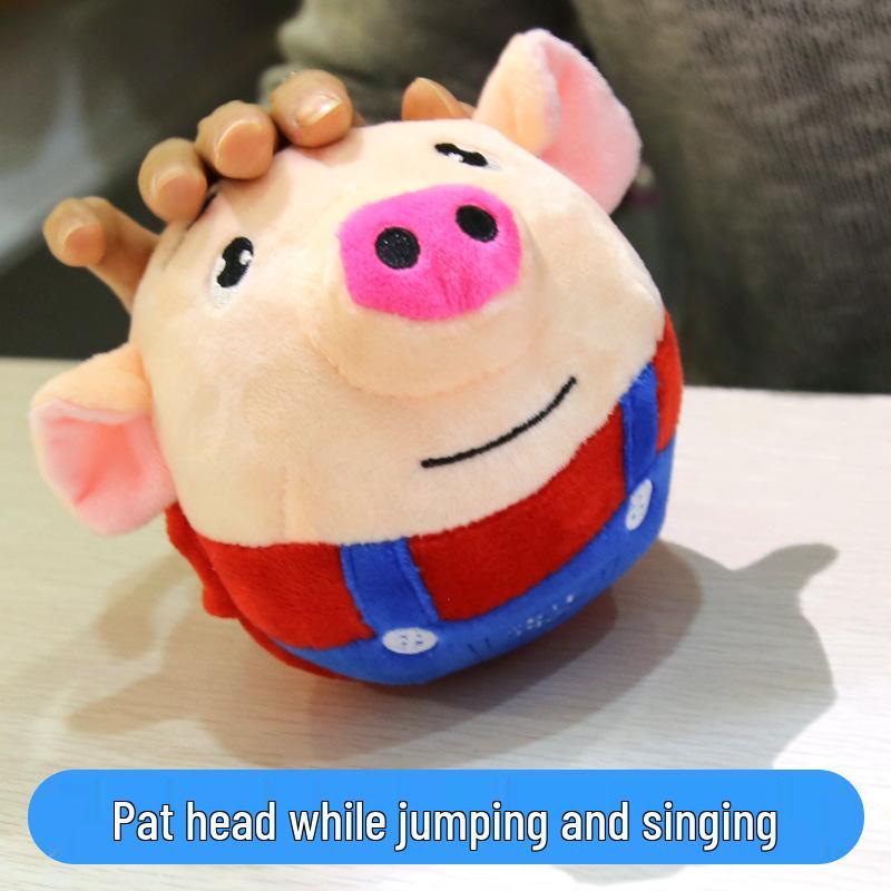 Musical Seaweed Bouncing Ball: Talking Pig, Rabbit, Dog Plush Toy for Kids