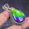 Natural Dichroic Glass Gemstone 925 Sterling Silver Jewelry Pendant 1.77" ETC-14533