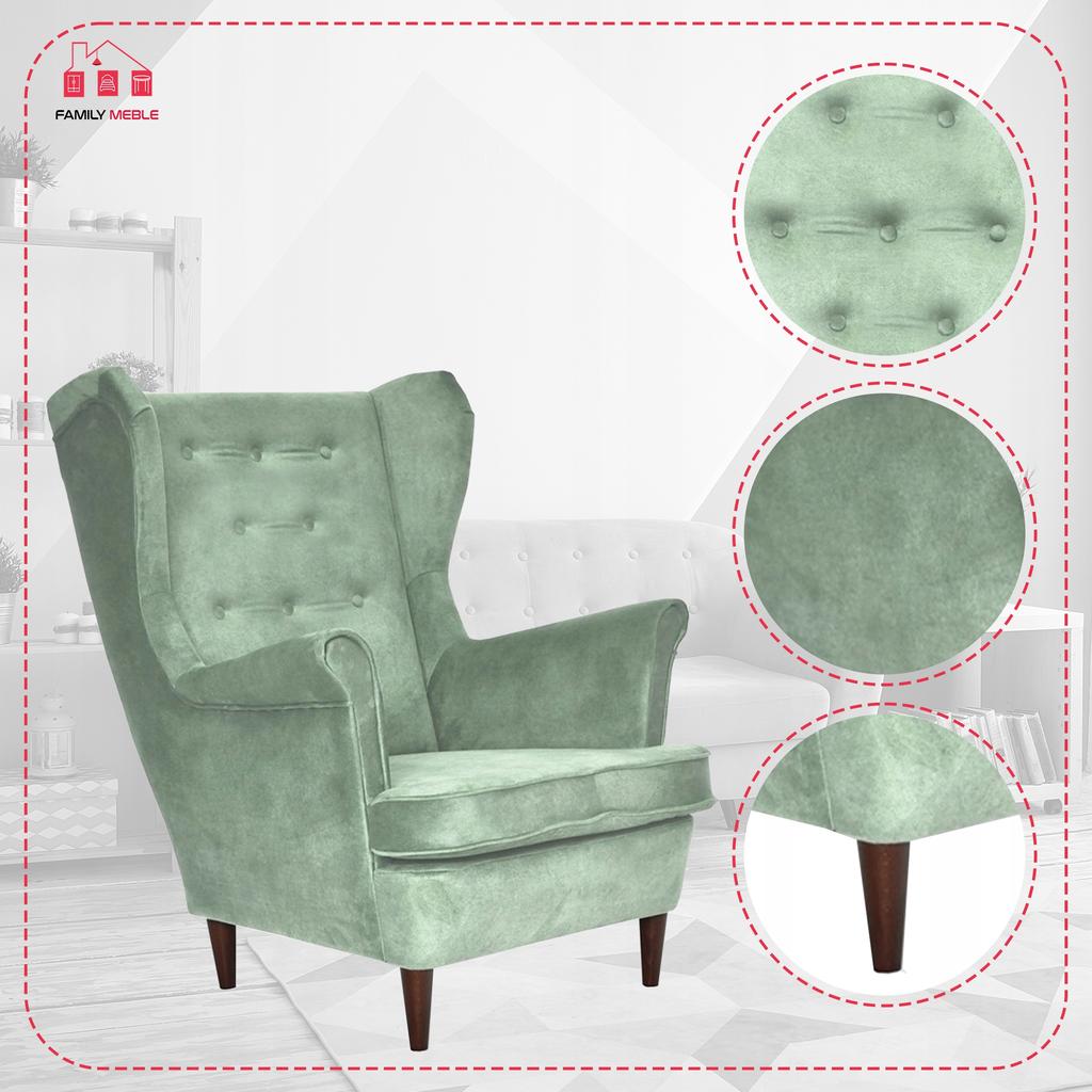 Diana Scandinavian Wing Chair Family Furniture Mint Pistachio Suede