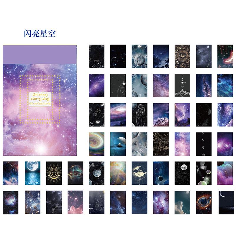 TIANZI 50pcs/pack Cosmic Starry Sky Mini Stickers Book Ins Landscape Material Sticker Scrapbooking Label Diary Journal Planner