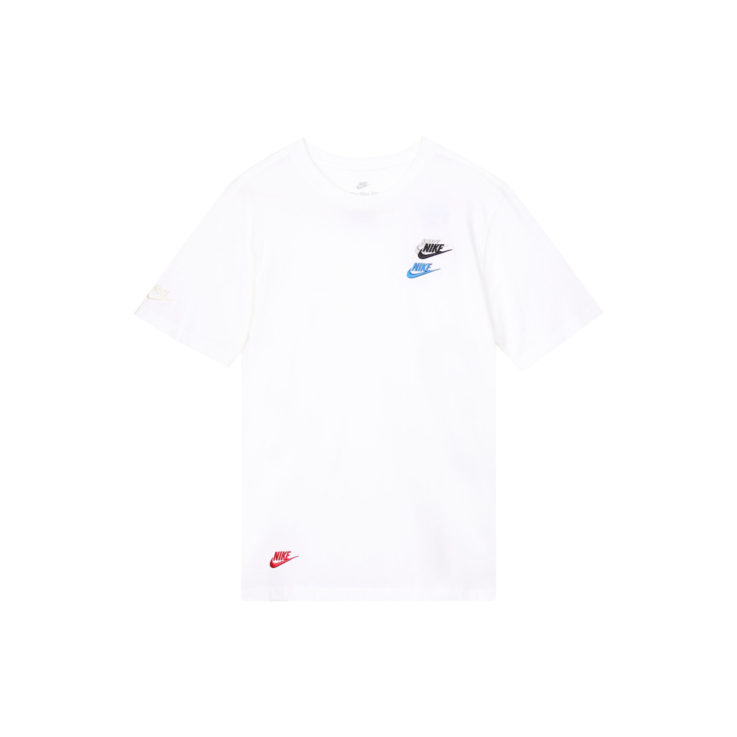 Nike Sportswear Club Essentials Multi-Logo Embroidered T-Shirt White DJ1569-100 S