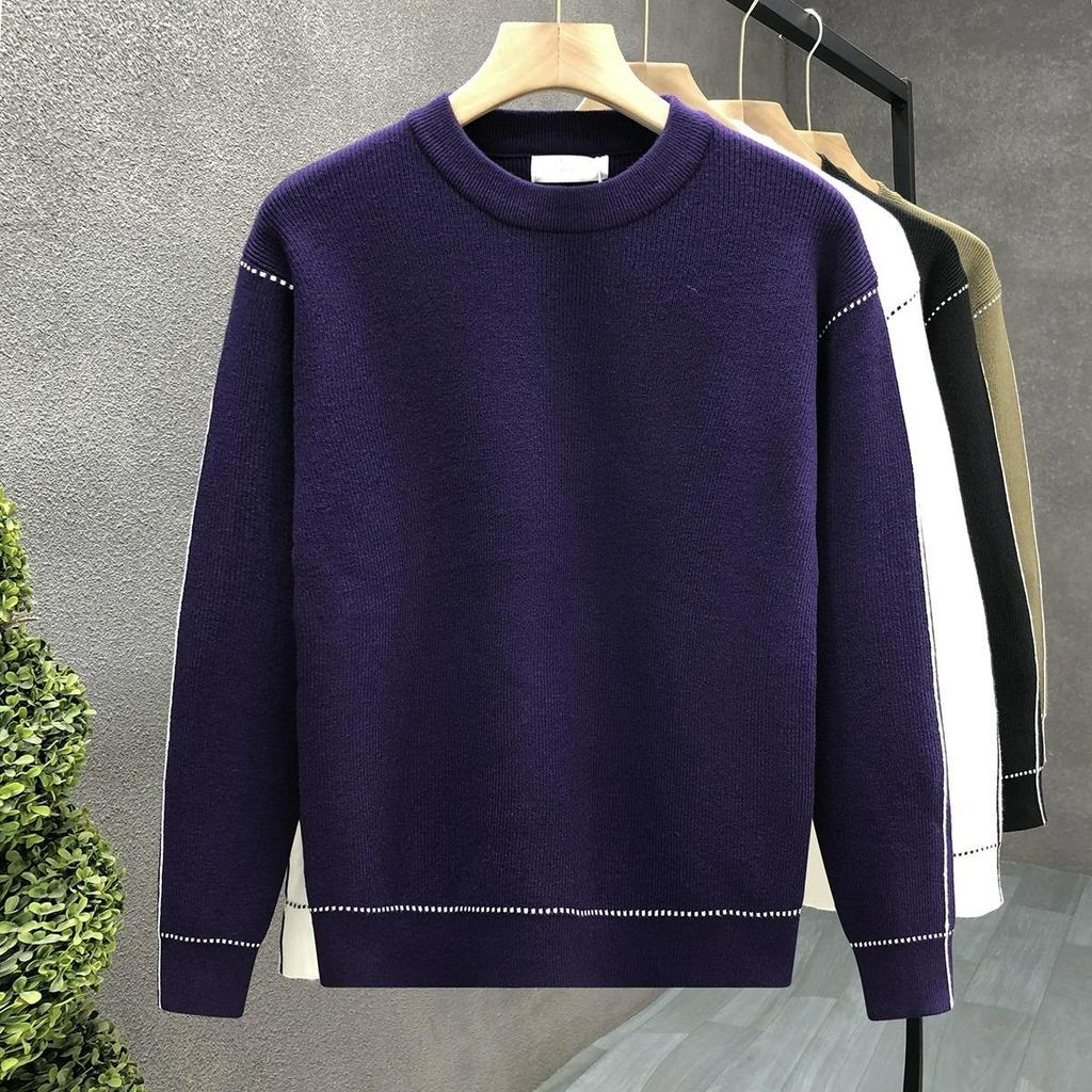 Men's Korean Style Contrast Stitch Knit Sweater - Autumn/Winter Trend 2025