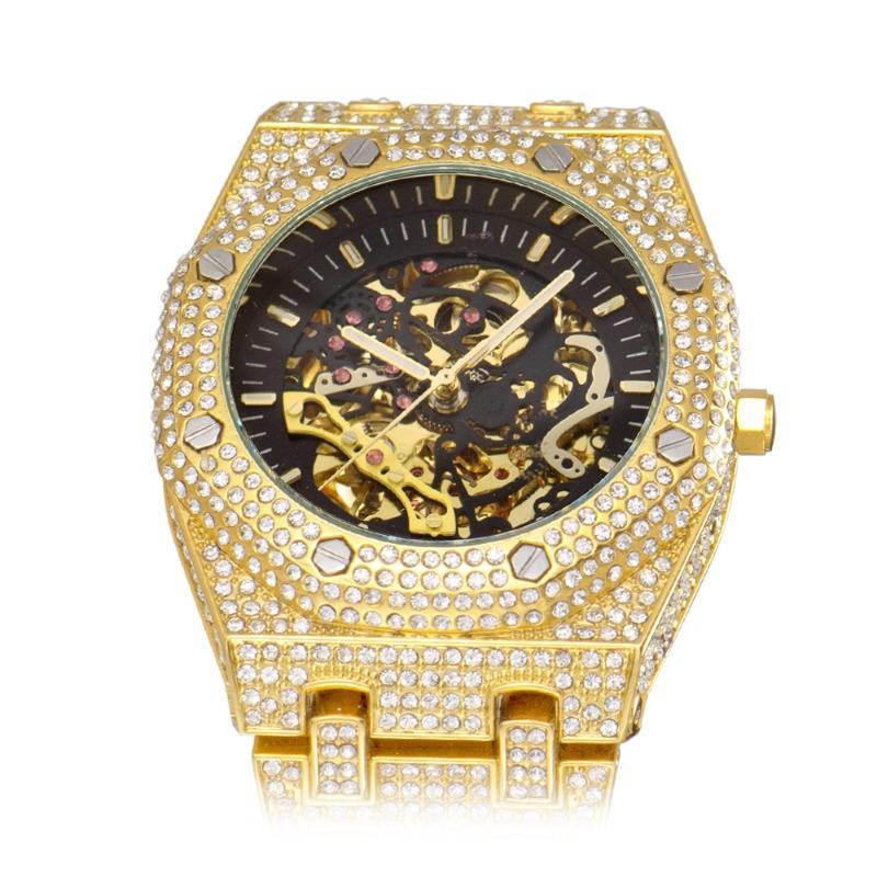 MISSFOX Watch, Popular In Europe and America, Full of Diamonds and Hollowed Out Mechanical Watches, Waterproof Luminous Stainless Steel Men's Watches