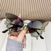 Butterfly sunglasses, UV400 protective frameless sunglasses, sparkling crystal decoration, suitable for parties, vacations, and street wear
