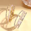 Light Luxury Style Diamond-set Imitation Pearl Beaded Three-layer Open Bracelet Fashion Baroque Jewelry