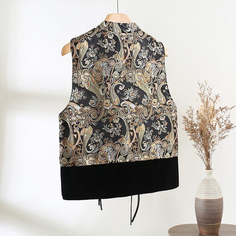 2025 type unique chic super good-looking vest spring jacquard stand-up collar buckle outer