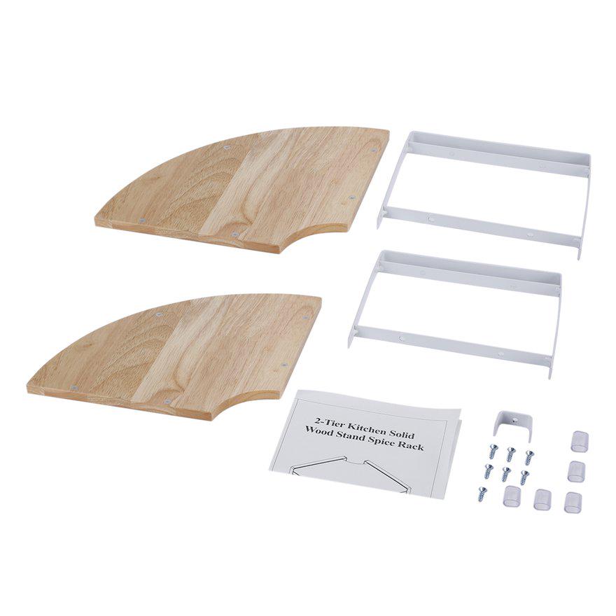 Buy 2 Layer Kitchen Solid Wood Stand Fan Shaped Corner Shelf Spice Racks Storage Glass Jar