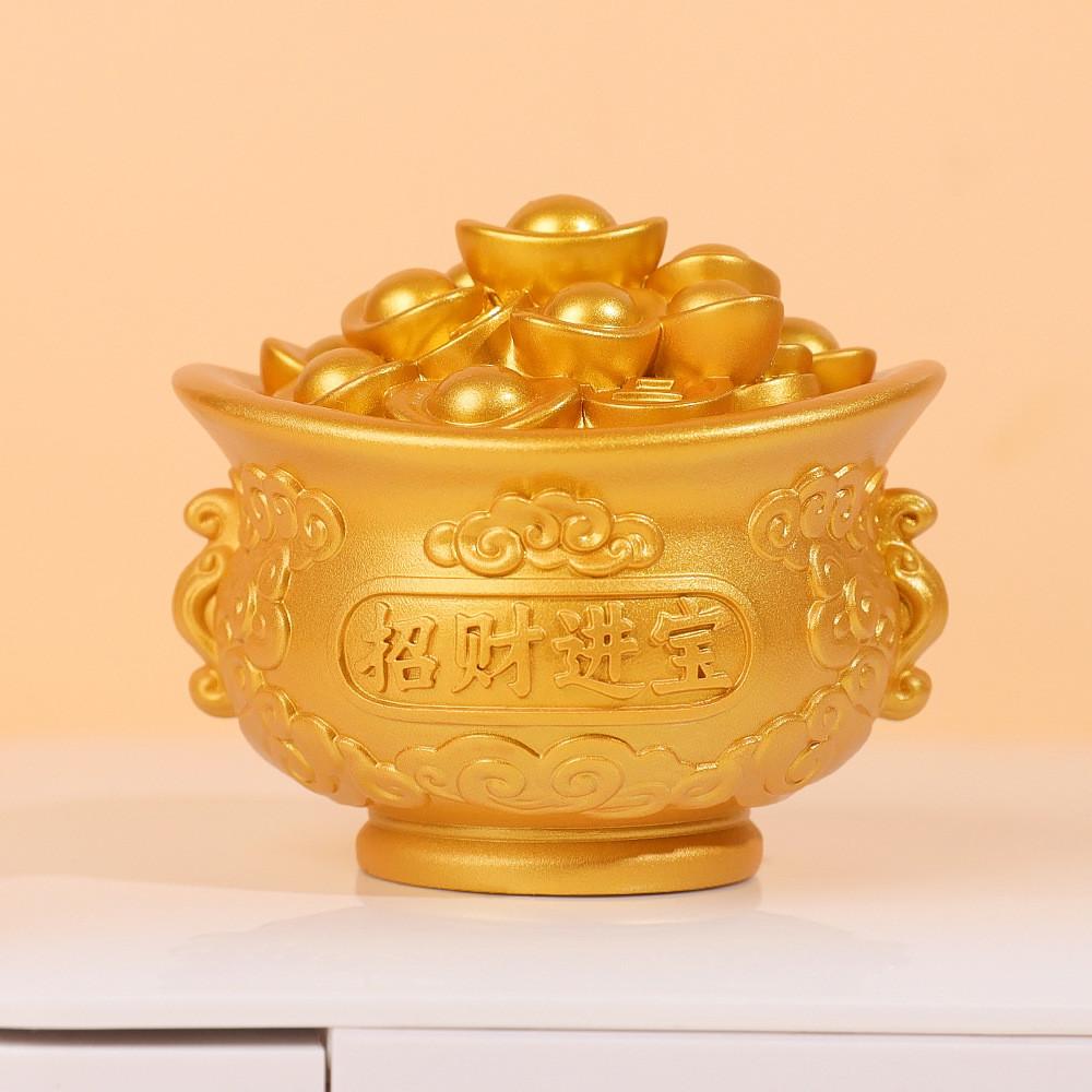 Style Resin Fortune Basin With Prosperity Coins For Office Or Home Decor Gift