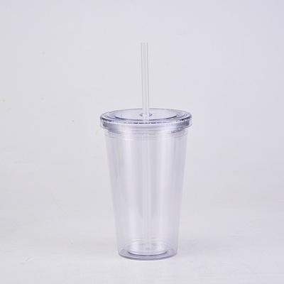 reusable 473ml 480ml 500ml 16oz transparent clear plastic cup cold cup plastic tumbler with straw and lid 401-500ml чистый
