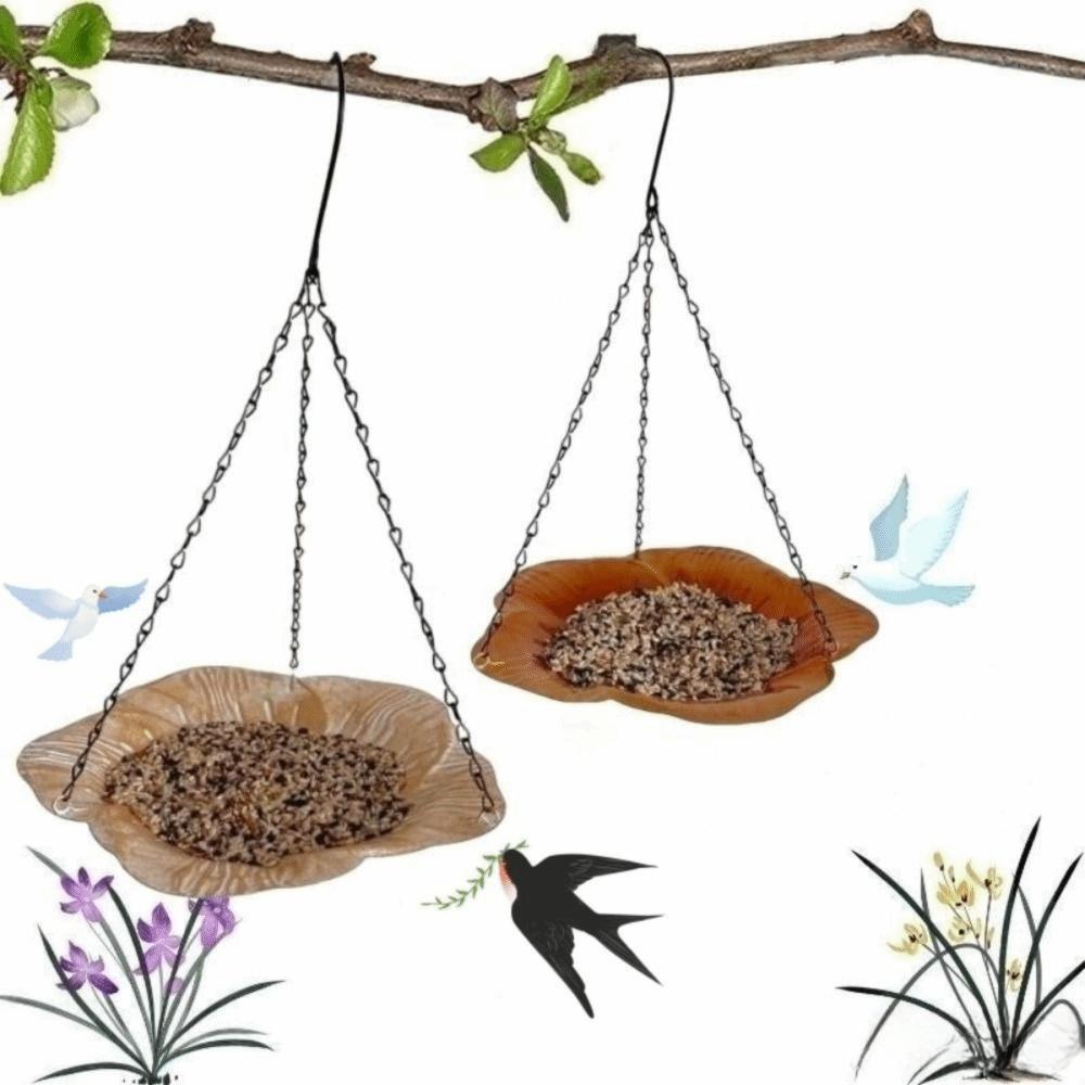Balanced Hanging Bird Tray Flower Outdoor Bird Food Dispenser Bird Feeder Nature Setting